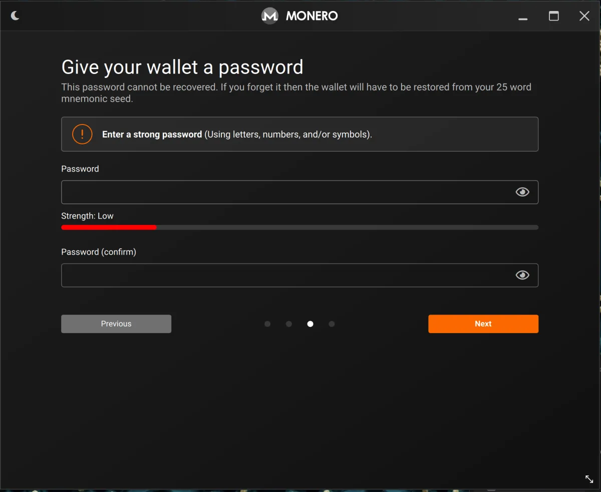 Give your wallet a password screen
